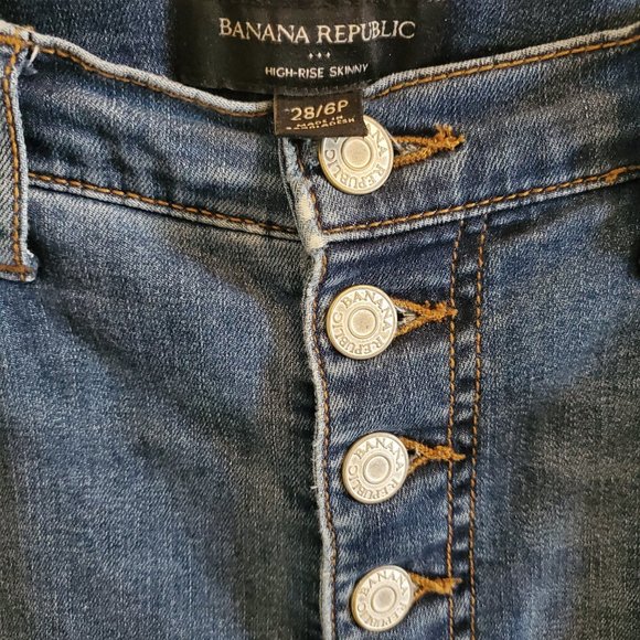 Banana Republic High Rise Skinny Petite Button Fly Jeans size 28/6P - Picture 2 of 3